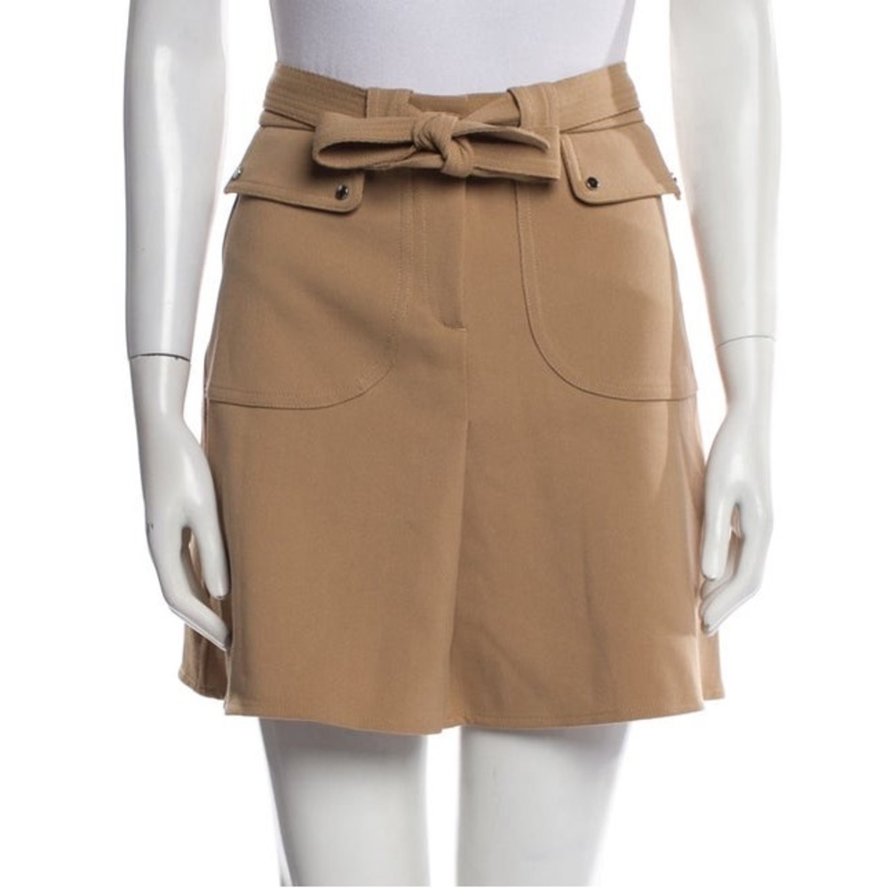 Maje Tan Skirt with Bow Detail